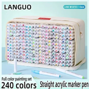 LANGUO 240/9 Colori Diretti Liquidi Vernice Acrilica Penne Pennello Pennarello per la Verniciatura di Vetro Ceramico FAI DA TE Rifornimenti di Arte di Cancelleria 1