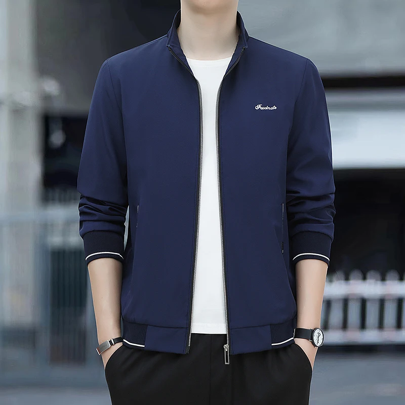 Primavera autunno nuovi uomini giacca con risvolto cappotti tessuto moda confortevole assorbimento del sudore traspirante confortevole versione sottile cappotti 3