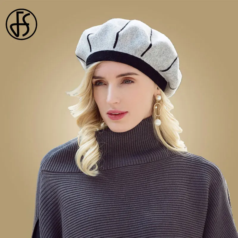 FS donne berretti da coniglio per l'autunno inverno cappello da artista francese bianco eleganti ragazze cappelli da pittore berretto Femme berretto caldo femminile 2023 5