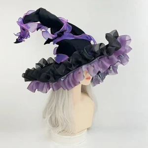 Cappello da strega di Halloween Cappello da sole da donna principessa Lolita Harajuku Donna Ragazza Gotico fatto a mano Bowknot Pile Pizzo Adulti 1