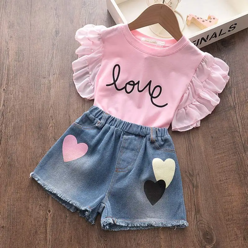 Set di vestiti per ragazze New Summer Fashion t-shirt senza maniche + pantaloncini 2 pezzi per ragazza bambini abbigliamento per bambini completo per 3-7 anni 6