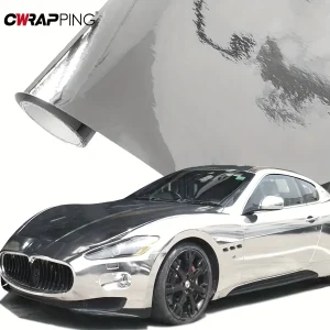 Foglio di decalcomania senza bolle d'aria per rilascio d'aria in rotolo di pellicola adesiva in vinile argento a specchio cromato per la decorazione del corpo di motociclette e auto 1