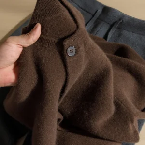 Maglione da uomo in puro cashmere al 100% con colletto da baseball, cardigan con cerniera, maglione con giacca imbottita in maglia a doppia faccia 1