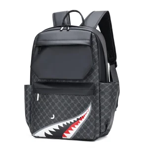 Zaino da uomo con bocca di squalo, personalità semplice, moda, plaid, studente delle scuole superiori, studente universitario, borsa da scuola, zaino per computer SAC 1