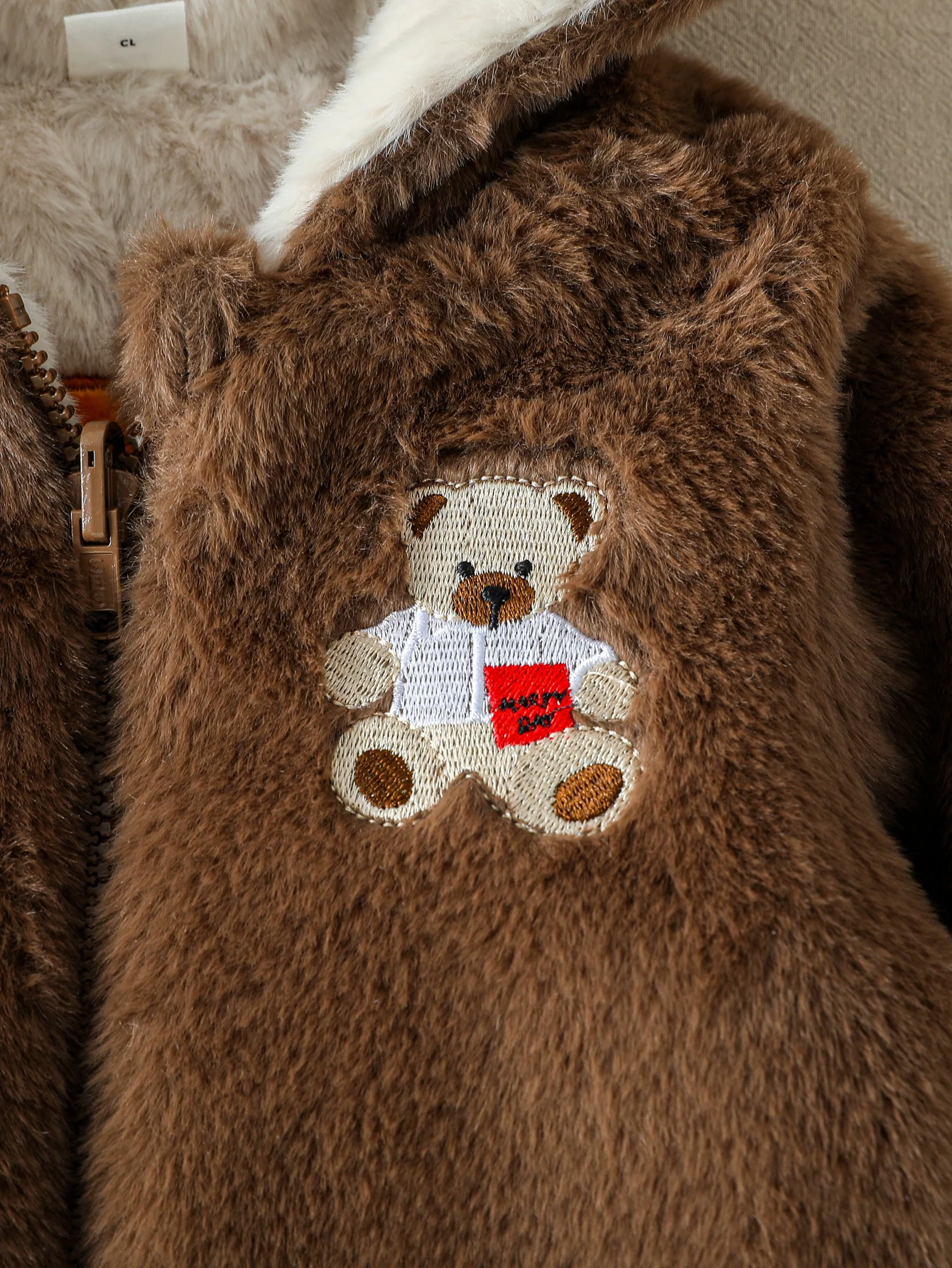Peluche Neonate Ragazzi 1-3Y Cappotto Autunno/Inverno Tenere al caldo Cerniera Capispalla con cappuccio Cappotto infantile Orso carino Indossalo su entrambi i lati 4