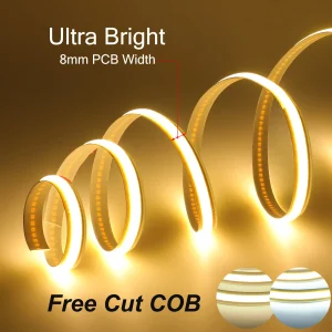 Strisce LED COB a taglio libero ultra luminoso 12V 24V 400 LED / m 8MM Larghezza PCB Nastro luminoso a LED per armadio da cucina 3000K 4000K 6000K 1
