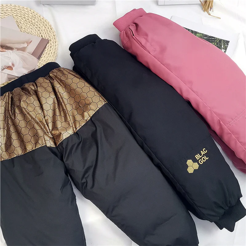 Pantaloni in piumino per bambini Ragazzi Ragazze Addensare Pantaloni invernali caldi Abbigliamento in cotone per adolescenti Pantaloni sportivi da neve antivento per bambini 3-12 anni 5