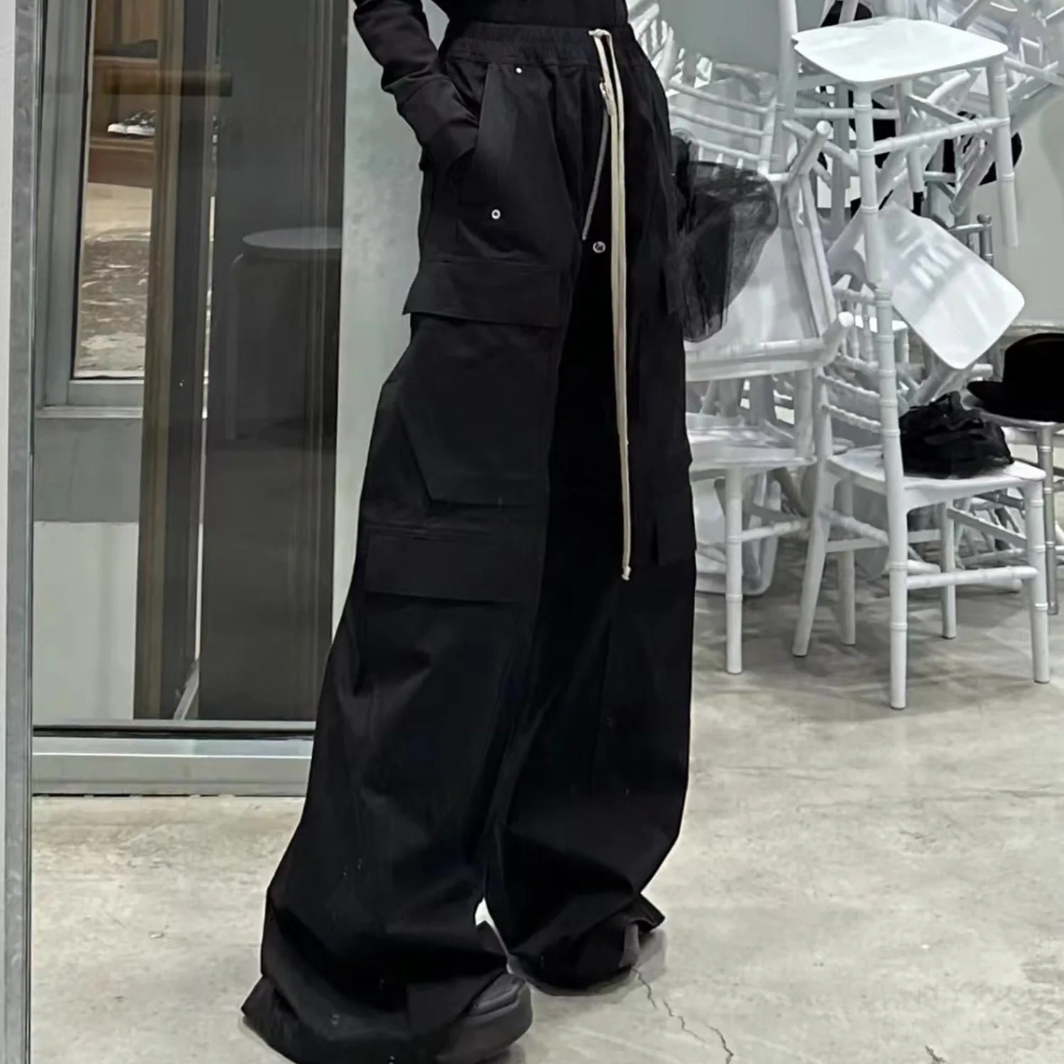 Owen Seak pantaloni Cargo da uomo pantaloni Casual larghi da uomo gotici autunno High Street pantaloni lunghi neri taglia XL 4