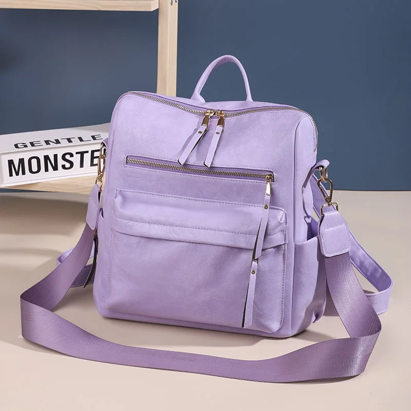Zaino in pelle Pu da donna Borsa a tracolla femminile di moda Sac a Dos Ladies Bagpack Mochilas Borse da scuola per ragazze adolescenti 2025 2