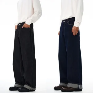 2025 Autunno/Inverno di Alta Qualità Americano Danny Originale Mucca Orecchio Rosso Bordo Arricciato Jeans da Uomo Tubo Dritto Pantaloni Lunghi Allentati 1