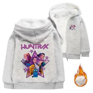 Kpop Demon Hunter Maglione invernale con cappuccio Giacca calda con cerniera per bambini Ragazzo Ragazza 1