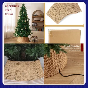 Ornamenti di copertura della base della gonna dell'albero di Natale in rattan artificiale per feste Decorazioni decorative per la casa Collare dell'albero di Natale rustico 1