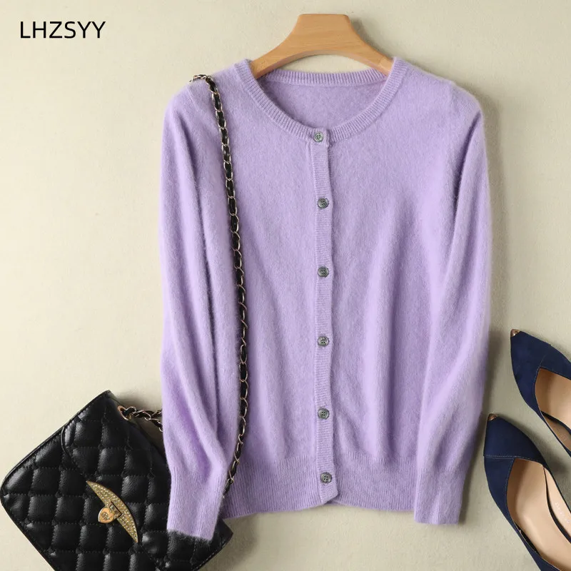 Cardigan da donna di grandi dimensioni caldo puro visone maglioni di cashmere O-collo cappotto allentato maglione femminile giacca da donna cardigan in maglia solida 3