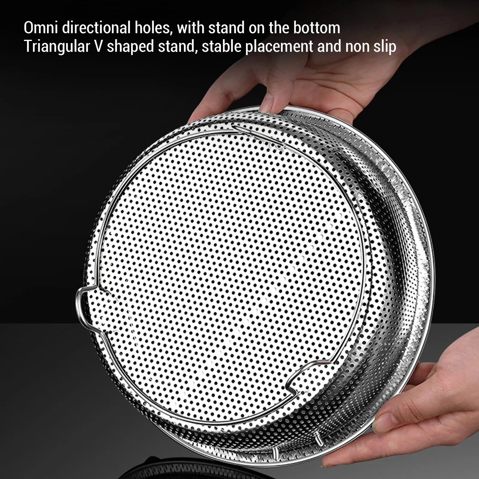 Cestello per vapore in acciaio inossidabile 304 con manico pieghevole, scolapiatti per frutta e verdura, per la separazione della zuppa di riso, cottura a vapore 2