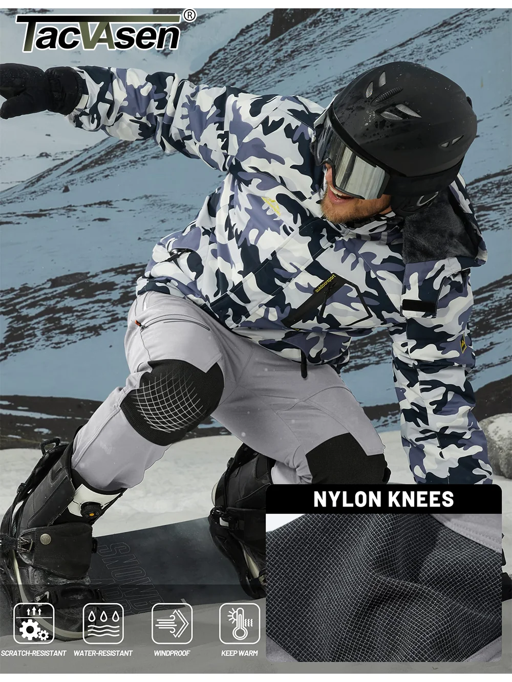 TACVASEN Pantaloni da trekking in pile addensato invernale Pantaloni termici caldi da uomo Pantaloni da sci da montagna da campeggio per pesca all'aperto antivento 5