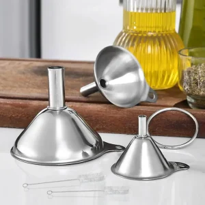 Set di imbuti in acciaio inossidabile da 3 pezzi con manico Set di imbuti piccoli Set di mini imbuti multiuso per riempire bottiglie 1