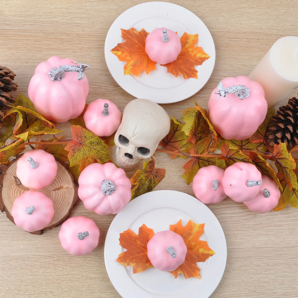 12 pezzi di zucche artificiali decorative in schiuma, zucche finte per l'autunno, il Ringraziamento, la tavola della fattoria di Halloween, decorazioni realistiche 3