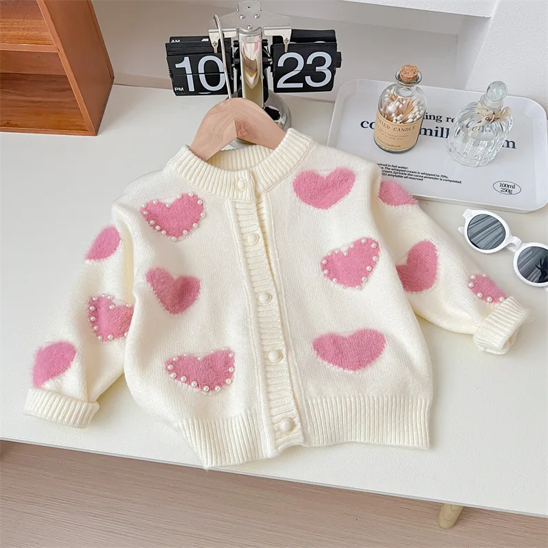Cardigan lavorato a maglia da ragazza in stile coreano - Maglione primaverile per bambini con fiocco, top in lana calda e carina per i più piccoli, vestiti invernali per bambina 1