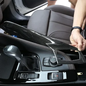 Per BMW X1 F48 X2 F47 2016-2022 ABS in fibra di carbonio Car Console cambio pannello multimediale copertura del telaio Trim accessori auto (LHD) 1