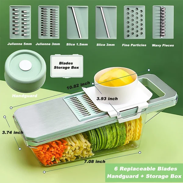 LMETJMA 6 in 1 Affettatrice di Verdure Mandolina Affettatrice di Verdure con 6 Lame Intercambiabili Affettatrice di Verdure Julienne Trituratore JT105 2