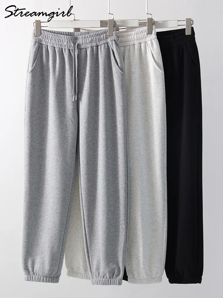 Pantaloni sportivi in pile caldo spesso Pantaloni invernali a gamba dritta da donna Pantaloni in velluto grigio Pantaloni Jogger per pantaloni sportivi da donna Completi 6