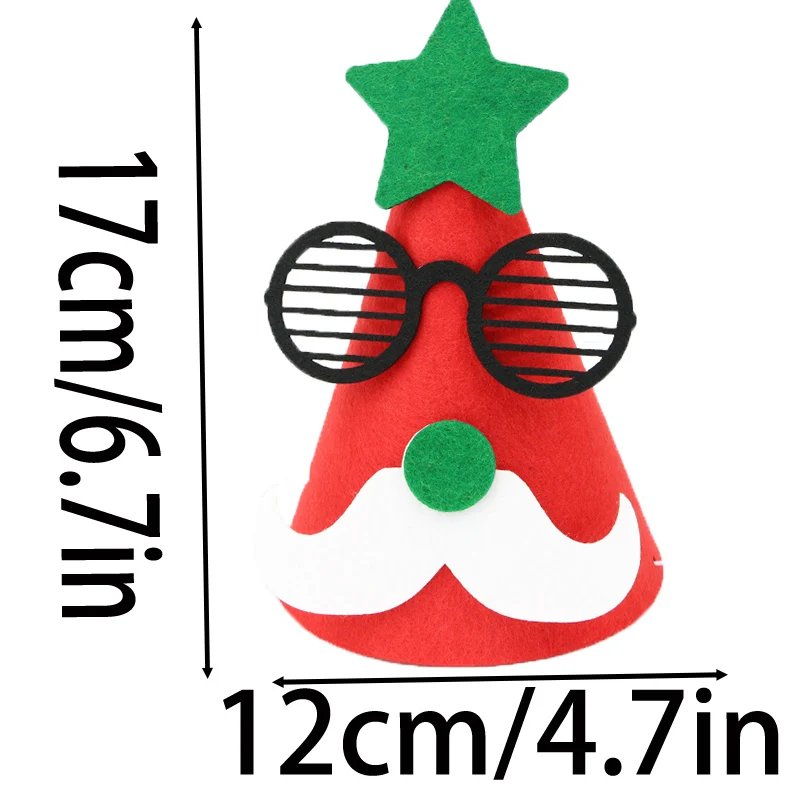 (1 pz/borsa) 17*12 cm Natale Cartoon Cappello da festa Decorazione natalizia Cappello in feltro non tessuto Fatto a mano fai da te 5