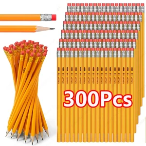 1-300 pezzi matite gialle in legno sfuso 2 matite HB con gomme non affilate per adulti regali per bambini per esami scolastici scrittura disegno 1