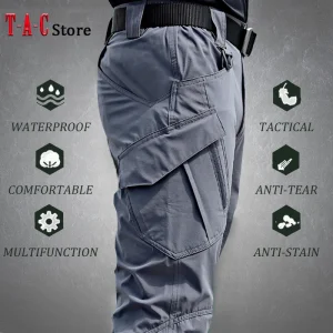 Pantaloni cargo tattici da uomo Pantaloni mimetici militari da combattimento SWAT impermeabili da esterno Pantaloni da lavoro maschili multitasche casual 1