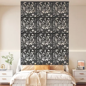 Pannello sospeso divisorio per schermo nero da 12 pezzi con anelli in ferro, 40 x 40 cm, divisorio per camera fai da te appeso per la decorazione d'interni 1