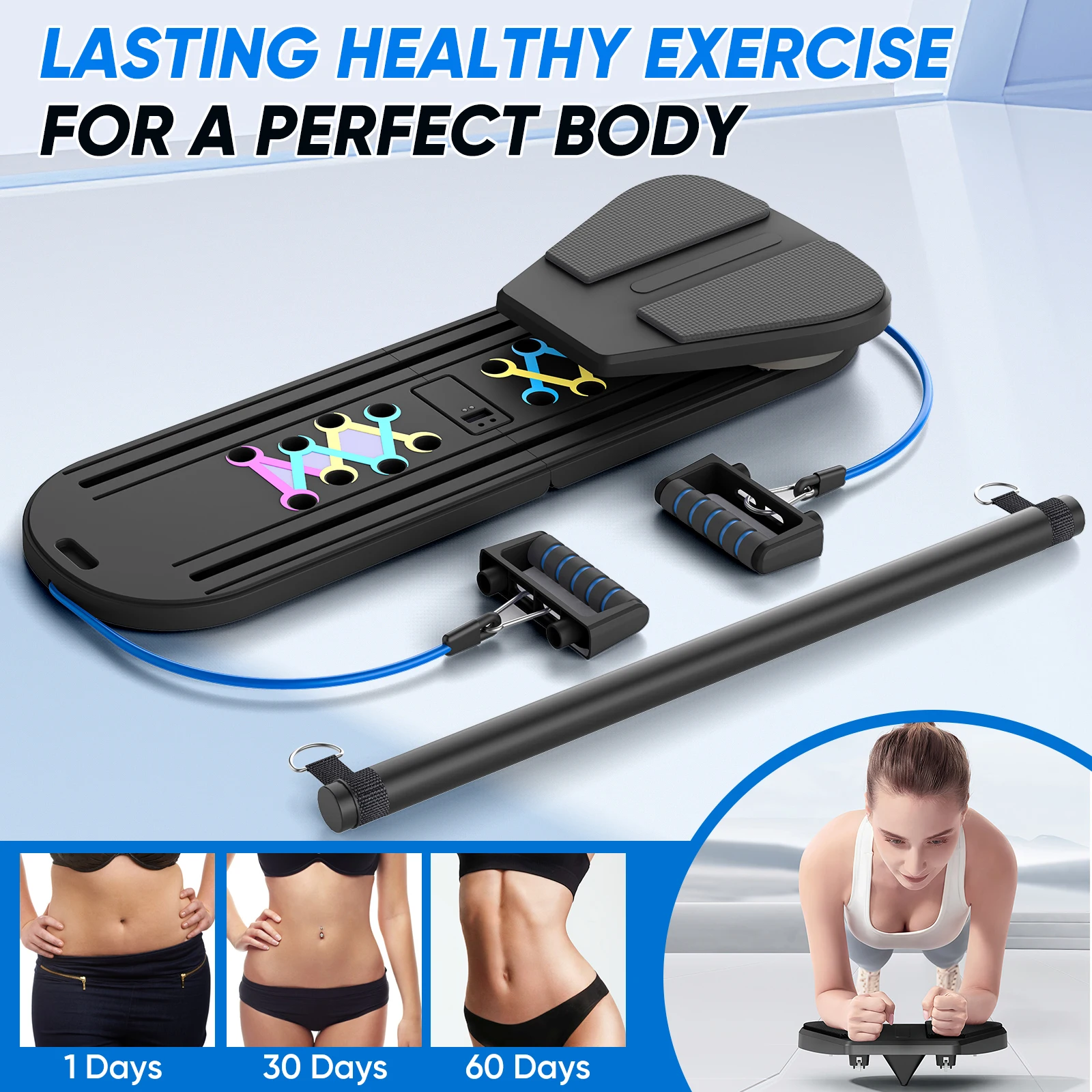 Tavola per esercizi addominali Tavola fitness ruota addominale Attrezzatura per allenamento per casa Pilates fitness musculation rueda addominale 3