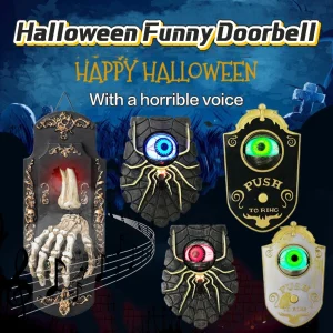 1/2 pezzi Halloween Horror campanello con un occhio puntelli fantasma mano ragno appeso incandescente suono bulbo oculare campanello decorazione di Halloween 1