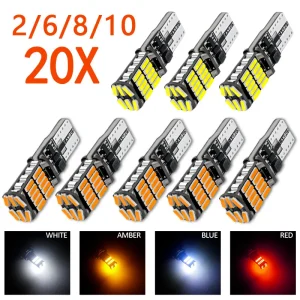 2/6/8/10 Pcs T10 Led Luci di ingombro per auto 194 W5W LED Canbus No Error Lampada di segnalazione 5014SMD Per interni auto Lampade Luce di lettura 1