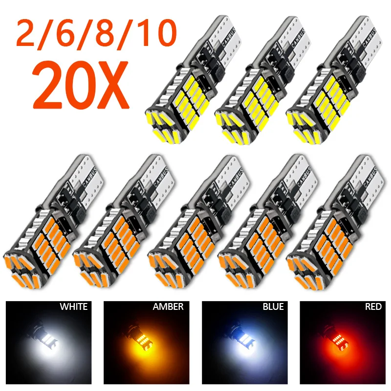 2/6/8/10 Pcs T10 Led Luci di ingombro per auto 194 W5W LED Canbus No Error Lampada di segnalazione 5014SMD Per interni auto Lampade Luce di lettura 1