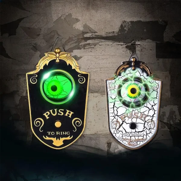 Decorazione di Halloween Campanello con un occhio Puntelli horror Giorno del fantasma Incandescente Casa Appesa Campanello elettrico luminoso con bulbo oculare 3