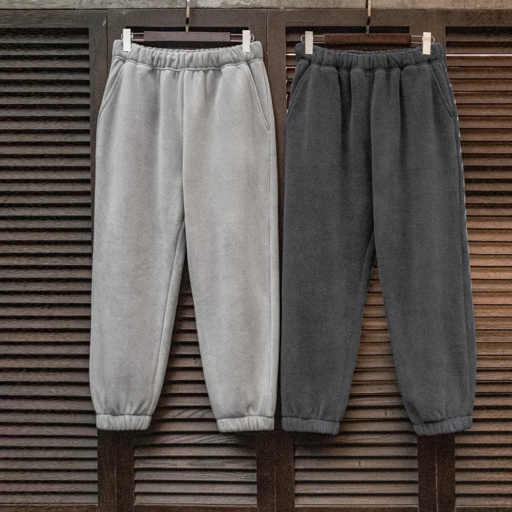 Pantaloni sportivi con risvolto in pile polare casual da uomo Maden Pantaloni foderati in pile in vita elastica tinta unita Pantaloni sportivi caldi a gamba dritta 5
