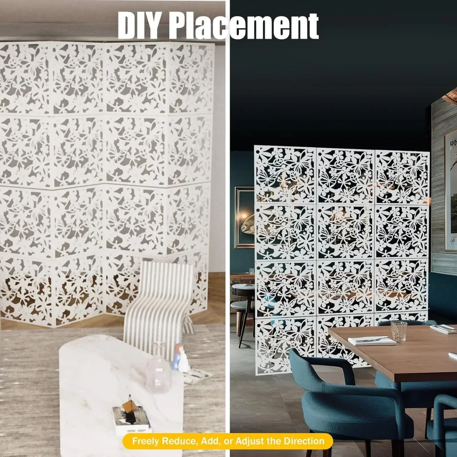 Confezione da 12 divisori sospesi Divisori sospesi multifunzionali per soggiorno, sala da pranzo, camera da letto, bianco 40 x 40 cm 5