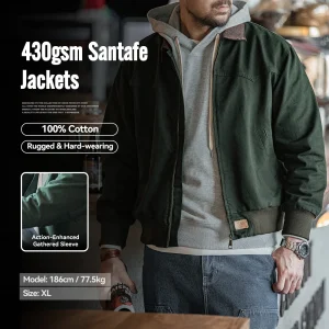 Maden Retro Heavyweight Santafe Giacche di tela Velluto a coste di cotone Risvolto Polsini con orlo a costine Giacca corta per soprabito autunnale da uomo 1