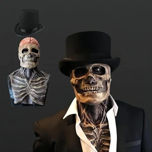 2025 Il più nuovo scheletro bio-maschera 3D lattice mascella mobile maschera horror di Halloween cosplay casco del partito scheletro decorazione puntelli 1