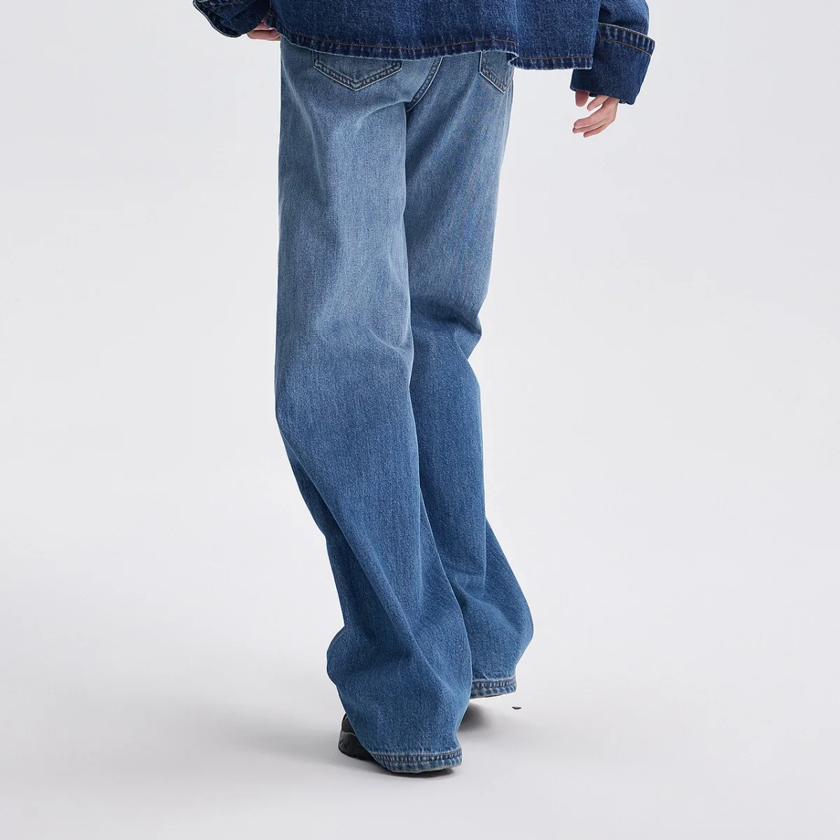 Metersbonwe Jeans denim a gamba dritta sfumati lavati da donna Pantaloni dimagranti a vita alta non elasticizzati Autunno Inverno Pendolari 2