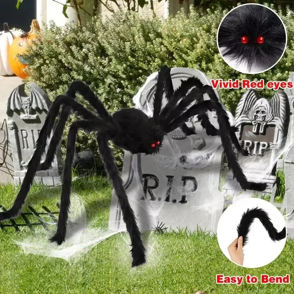 1/3 pezzi gigante ragno di peluche nero decorazioni di Halloween all'aperto spaventosi grandi ragni festa di Halloween bar casa stregata oggetti di scena horror 4