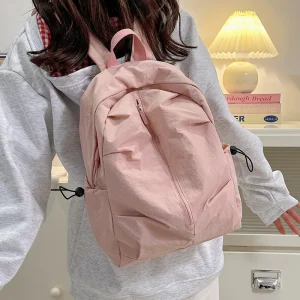 2025 Nuovo zaino da studente per ragazza tinta unita zaino da viaggio semplice e leggero zaino quotidiano in stile coreano alla moda 1