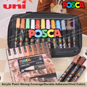 Pennarelli acrilici Posca Uni PC-1M/3M/5M Set di colori di tutte le gamma, punte reversibili Base d'acqua multisuperficie Cancelleria di qualità resistente alla luce 1