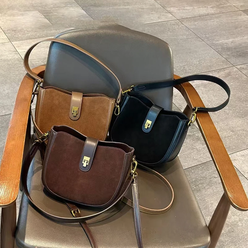 2025 Nuova borsa da sella in pelle scamosciata vintage Borsa da donna Borsa a tracolla a tracolla dal design di alta qualità Pendolari versatile 5