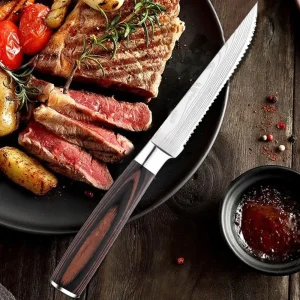 Coltello da bistecca con manico in plastica pregiata in acciaio inossidabile Coltello da bistecca da tavola occidentale Coltello seghettato Accessori da cucina per utensili 1