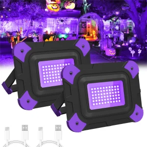 1/2 pezzi LED UV luci nere luce da lavoro fase luce nera luce ultravioletta effetto inondazione per Halloween Natale danza DJ discoteca festa 1
