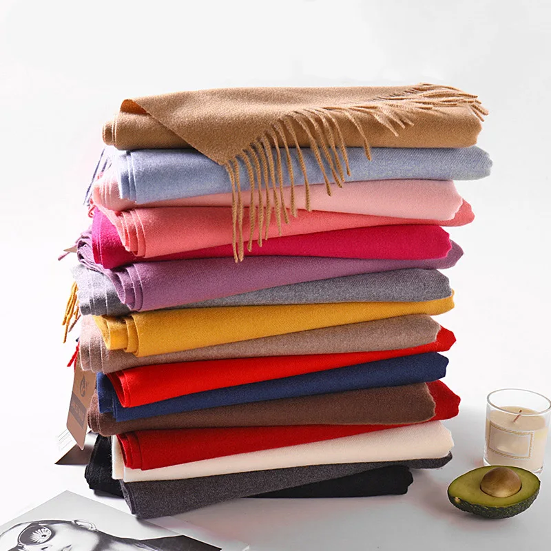 Sciarpa solida di marca di lusso Donna Scialli sottili Inverno Cashmere Pashmina Involucri lunghi Sciarpe Hijab femminili Sciarpa scaldacollo autunnale 1