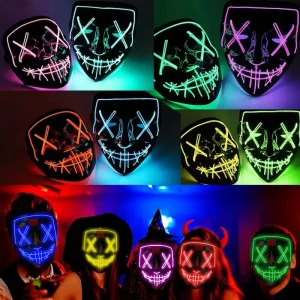Maschera luminosa spaventosa senza fili Maschera di spurgo luminosa a LED Carnevale di Halloween Illumina Maschera per feste cosplay Forniture per costumi da festival 1