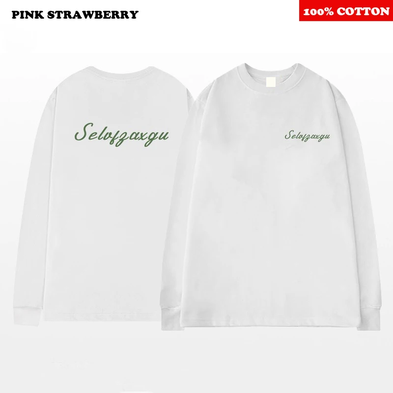 American Letter T-shirt bianca da uomo Autunno Inverno 2025 Nuovo 100% cotone maniche lunghe Sport Gym T-shirt Allentato Y2k Top abbigliamento uomo 6