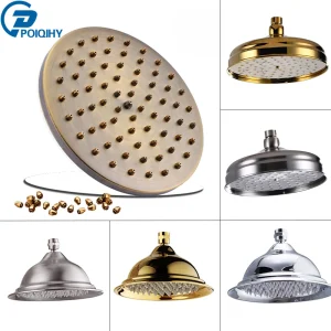 POIQIHY Soffione doccia a pioggia in ottone dorato Soffione per rubinetto per doccia Soffione per bagno Sostituisci soffione a pioggia Accessorio per soffione in ottone antico 1