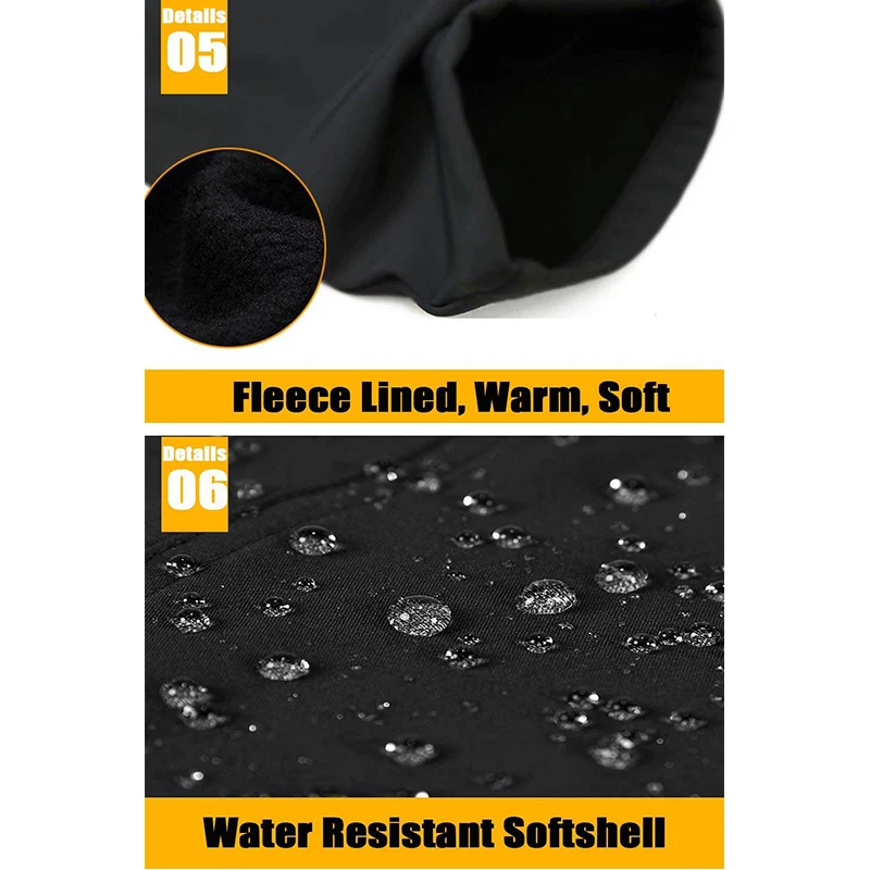 MAGCOMSEN Pantaloni in pile Pantaloni da sci da neve da uomo Pantaloni da trekking antivento con 4 tasche con cerniera Pantaloni impermeabili invernali 6